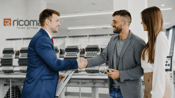 Handshake in showroom