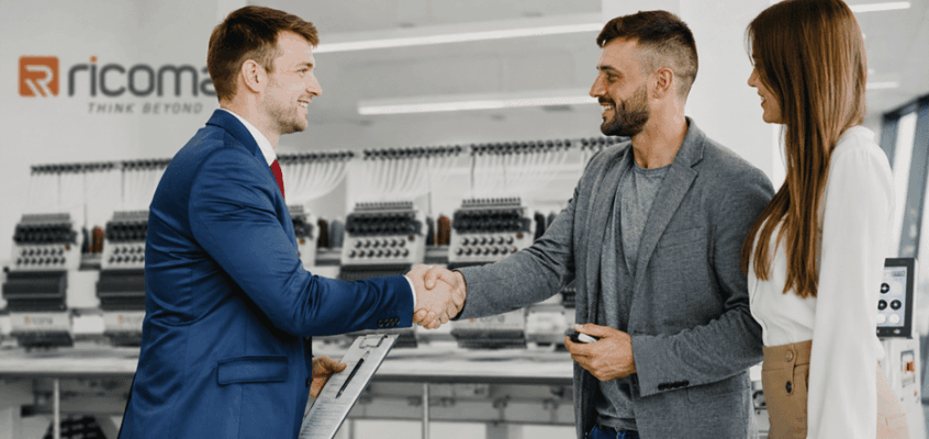 Handshake in showroom